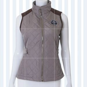 U.S POLO ASSN Women's Quilted Vest Beige with Brown Accents Size M